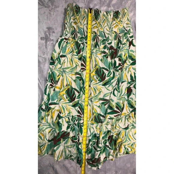 Torrid Womens Plus Size 2 Tropical Palm Leaf Smocked Strapless Midi Dress - Picture 5 of 11